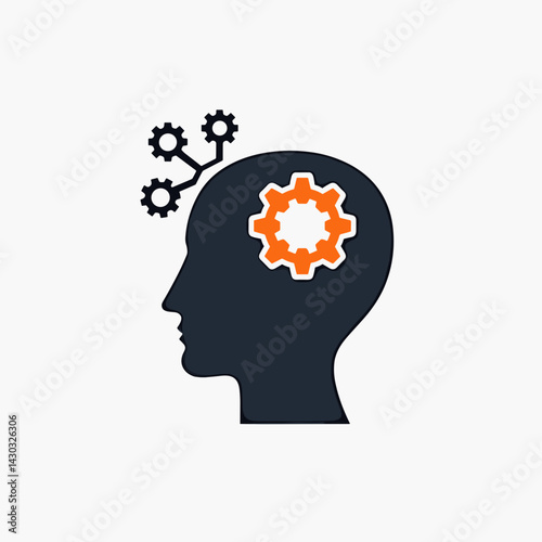 innovative thinking concept with gears in brain illustration