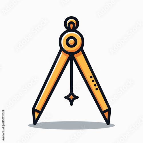 cartoon measuring tools yellow ruler and pencil on white background