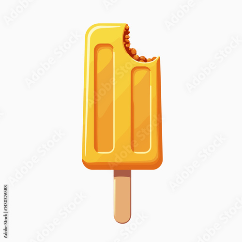 yellow ice cream pop with bite marks  stock illustration