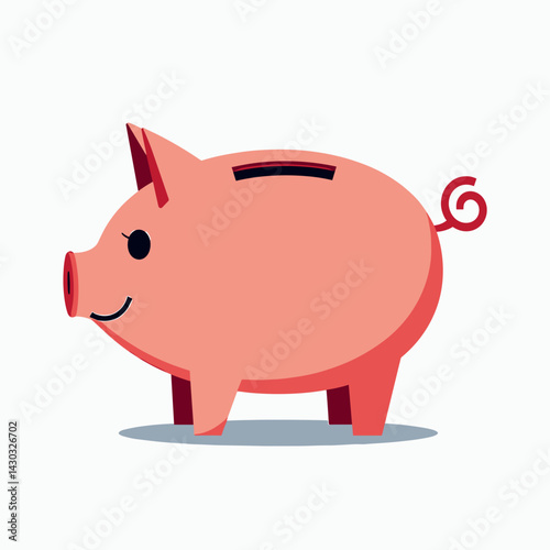 cute piggy bank illustration with red coin slot