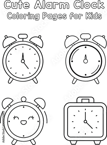Adorable Alarm Clocks Coloring Page for Kids – Easy and Printable Time Fun