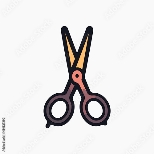 vintage scissors icon with brown handles  cutting tool vector illustration