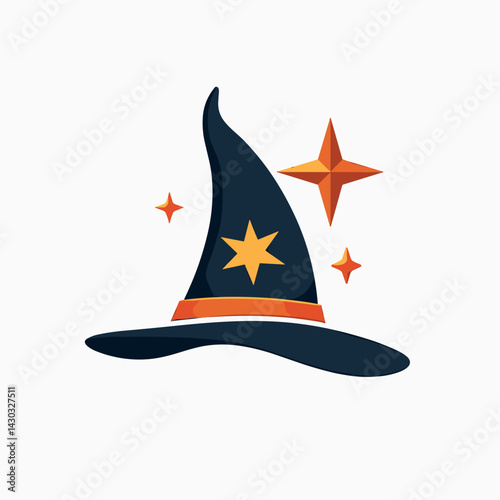 colorful wizards hat illustration with stars