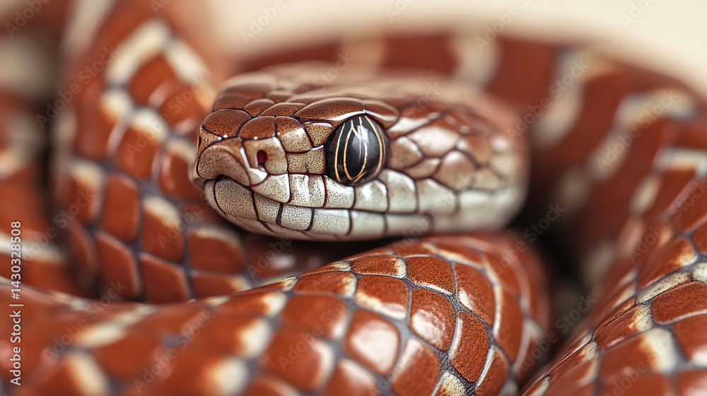 Obraz premium Realistic Coiled Snake with Intricate Detailing and Natural Lighting