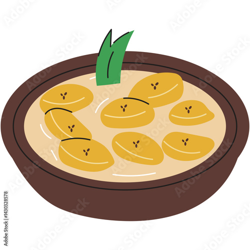 Indonesian Food Kolak Pisang Illustration