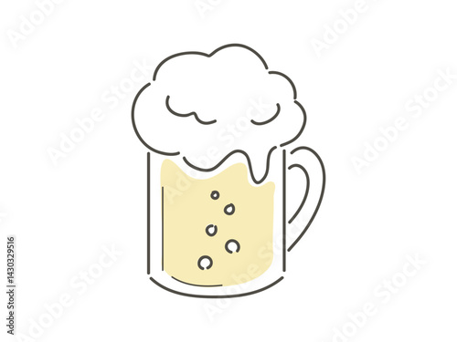 ジョッキに入ったビールのシンプルなイラスト
