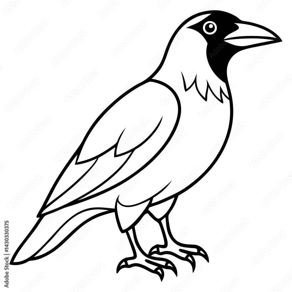 Fototapeta premium Stylized Crow Vector with Single Line Art