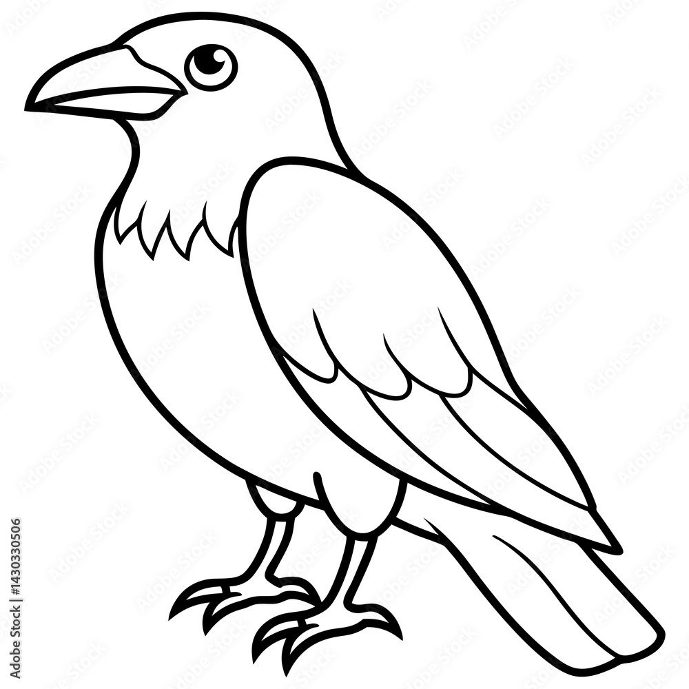 Obraz premium Stylized Crow Vector with Single Line Art