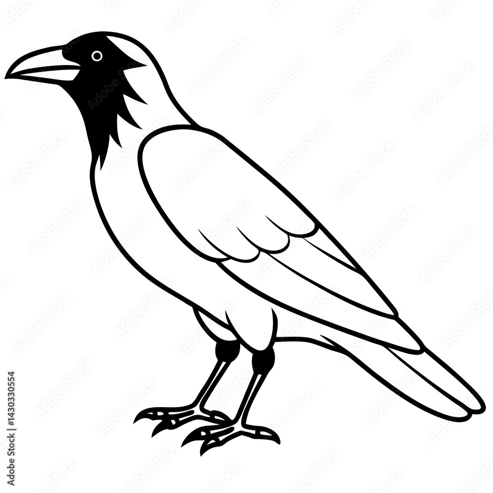 Obraz premium Stylized Crow Vector with Single Line Art