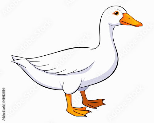 White Goose Full Body Profile – Photorealistic Farm Animal on White Background in Studio Lighting.