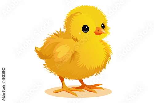 Fluffy Baby Chick with Yellow Feathers and Orange Beak – High-Detail Macro Photography of Springtime Innocence.