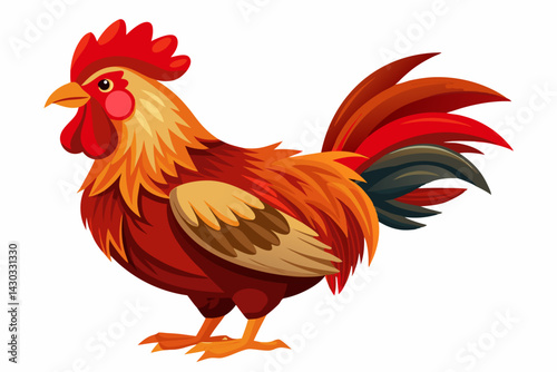 Photorealistic Chicken with Brown Feathers and Red Comb – High-Detail Side Profile in Studio Lighting.