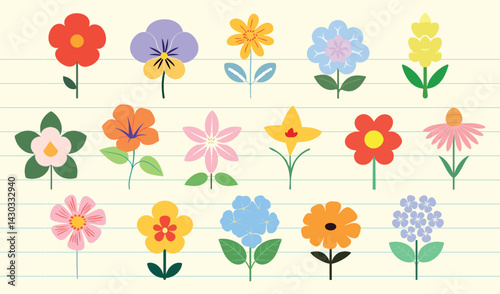 Wallpaper Mural Colorful floral vector collection, isolated vector set Torontodigital.ca