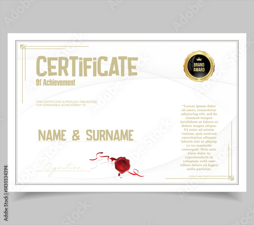 Minimalist certificate or diploma of achievement border template design award stock illustration 