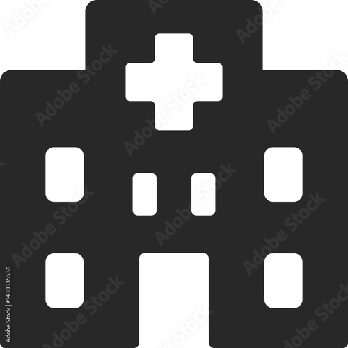 Hospital building icon for health and emergency care