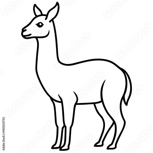 Vicuna in a Single Stroke Vector Design