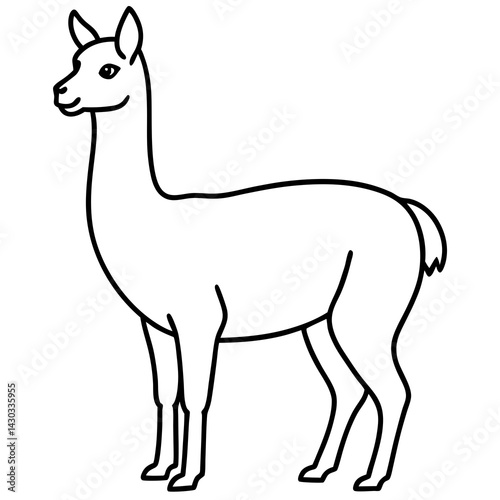 Vicuna in a Single Stroke Vector Design