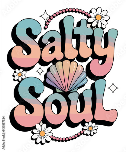 Retro “Salty Soul” Aesthetic Beach Graphic