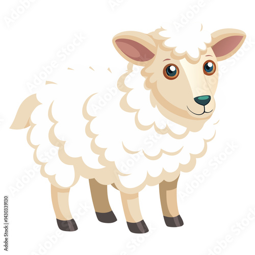 a cartoon sheep with fluffy white wool no background vector file.