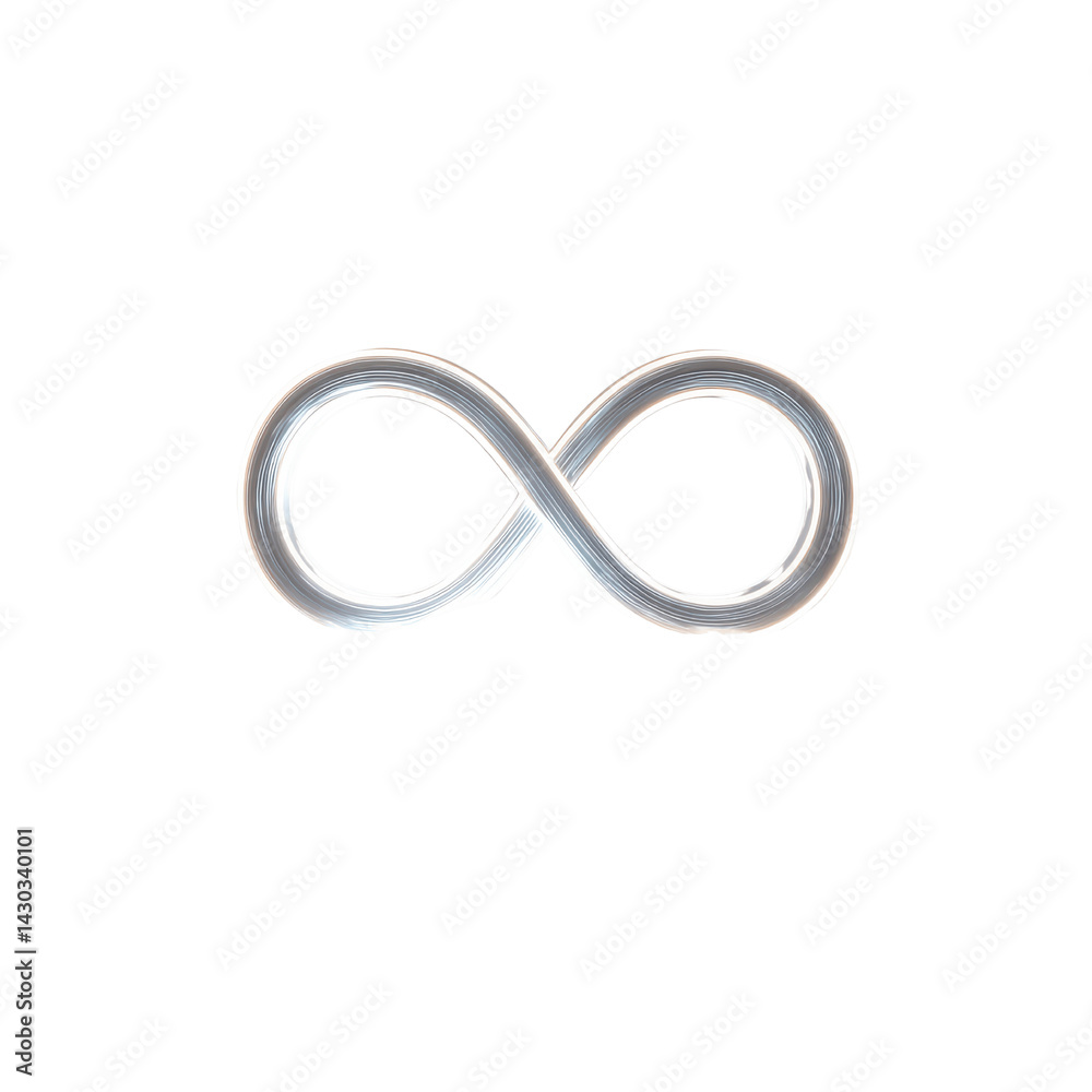 Abstract Infinity Symbol Silver Metallic Endless Loop on Green Background Abstract Infinity Symbol Silver Metallic Endless Loop on Green Background