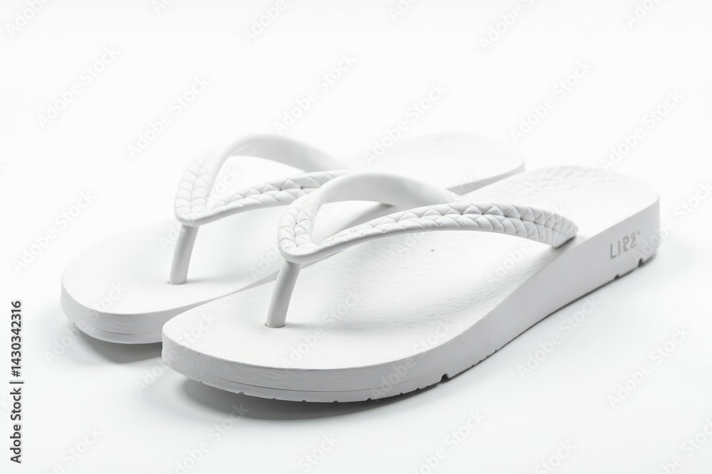 White flip-flop isolated on white backdrop, showcasing its texture , object, isolated, beach White flip-flop isolated on white backdrop, showcasing its texture , object, isolated, beach