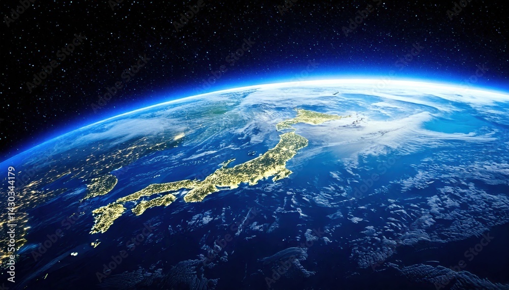 Fototapeta premium 宇宙から見た日本（ai生成画像）