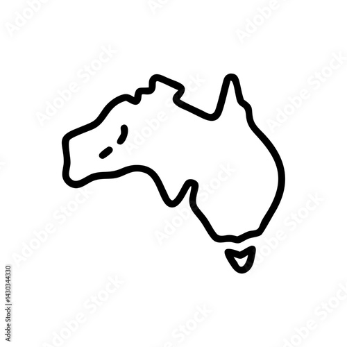 Australia map silhouette icon in simple black line style