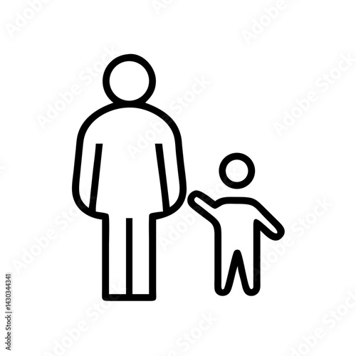 Parent and child outline icon in black on white background