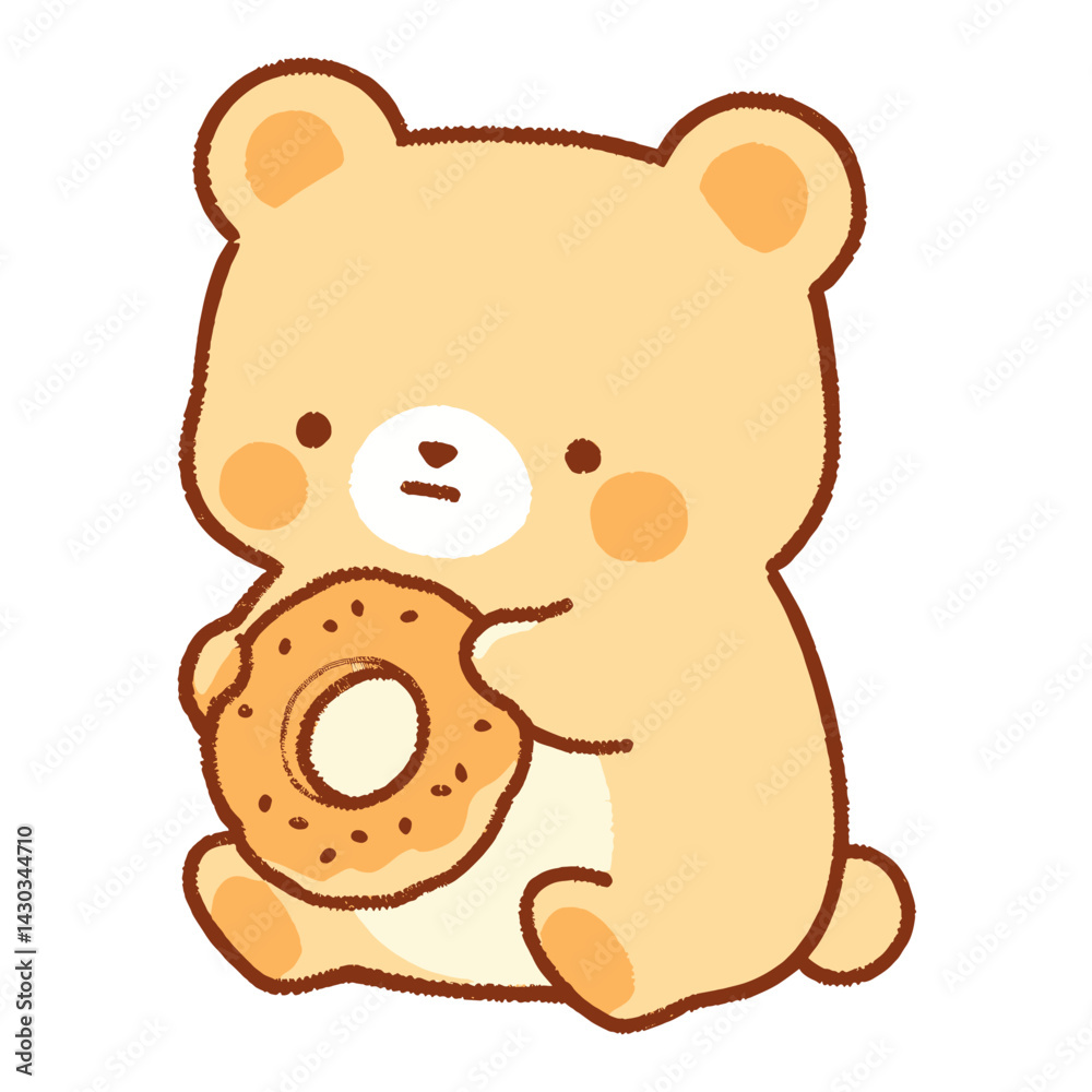Cute bear eating a cookie kawaii illustration character vector Cute bear eating a cookie kawaii illustration character vector