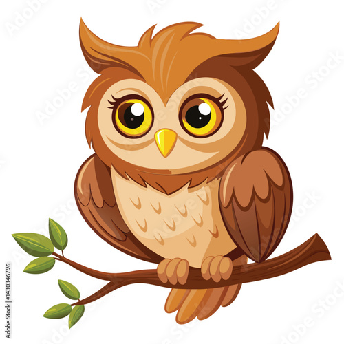 Cute cartoon owl vector children's vector illustration in flat style. For poster, greeting card and children's design
