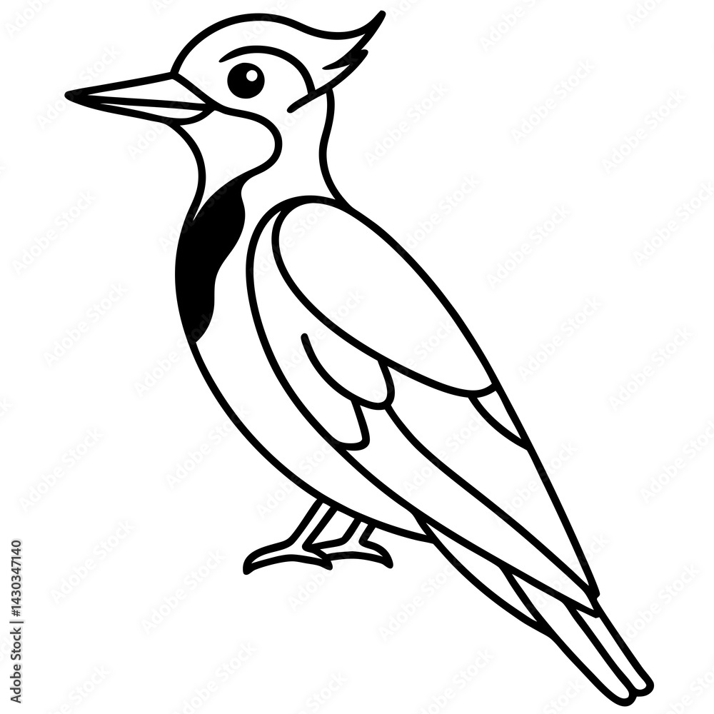 Obraz premium Woodpecker Outline Vector Design
