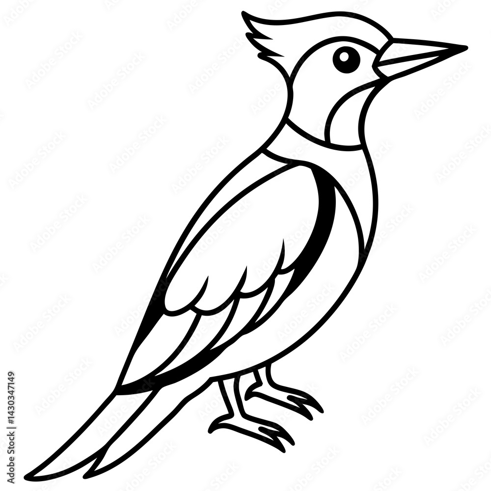 Fototapeta premium Woodpecker Outline Vector Design