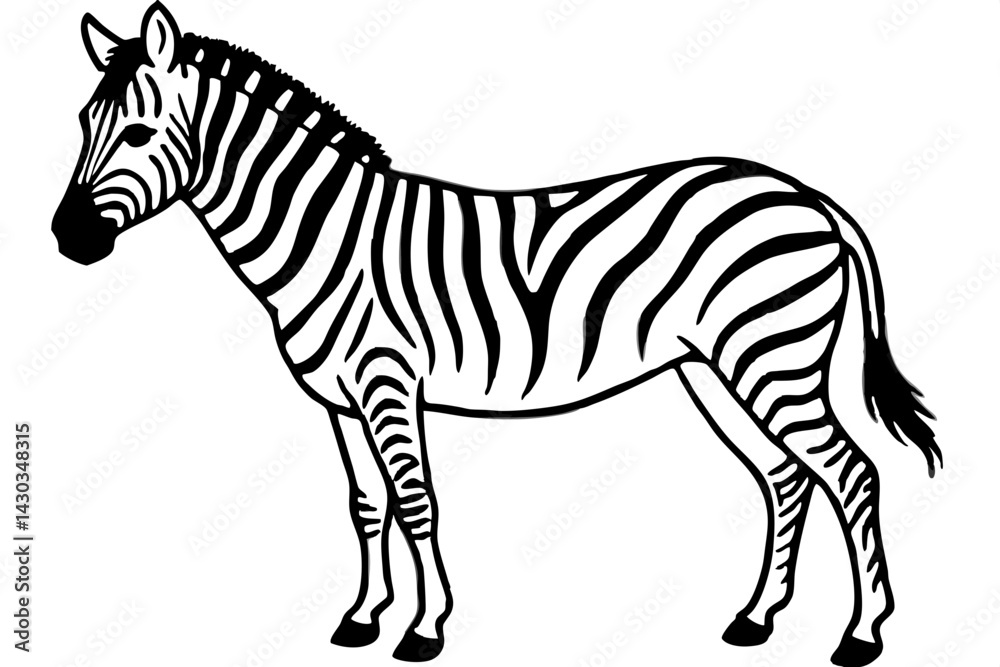 Fototapeta premium Zebra Silhouette Sketch