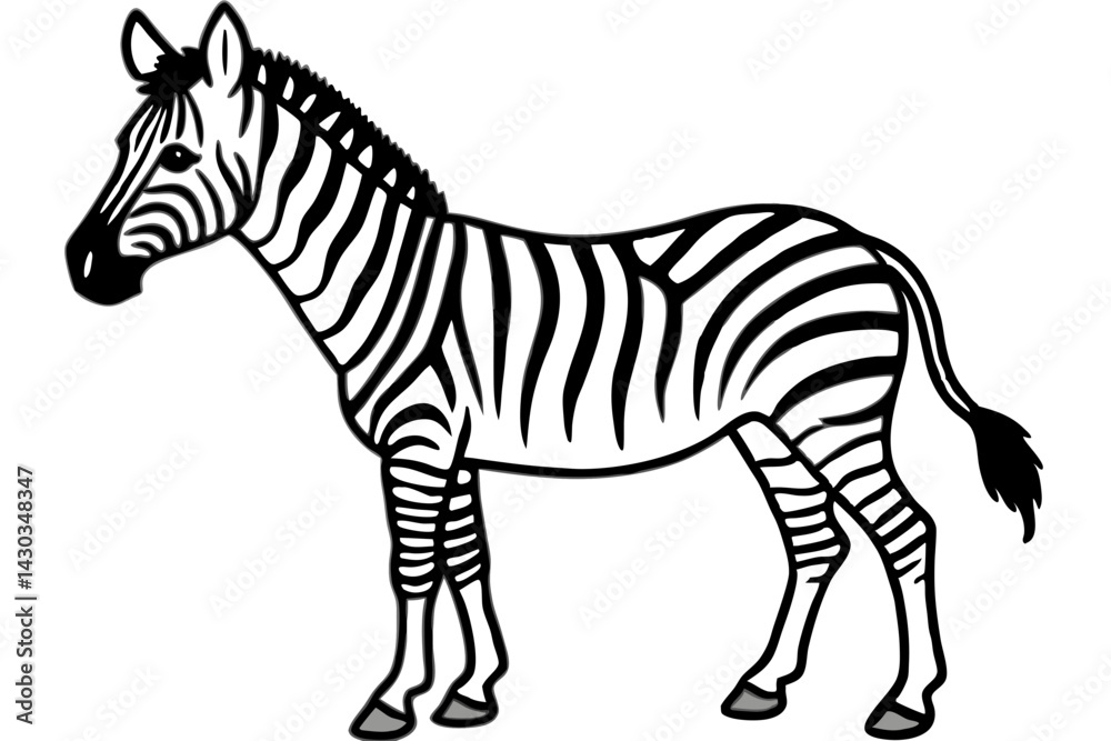 Fototapeta premium Zebra Silhouette Sketch