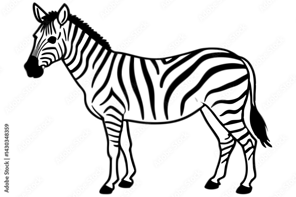 Fototapeta premium Zebra Silhouette Sketch