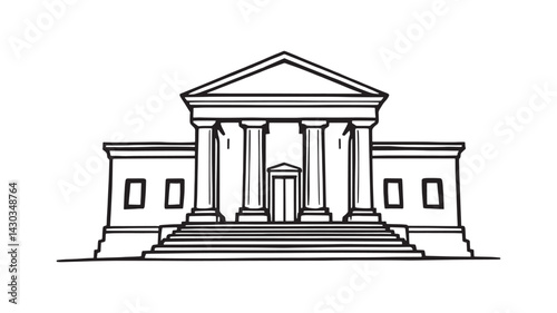 Court building line art artwork inspired by civic architecture