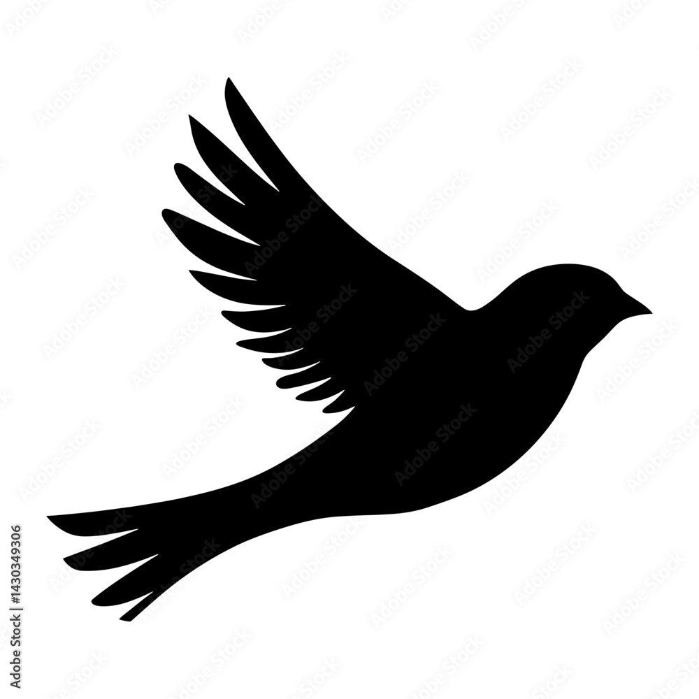 Fototapeta premium Bird silhouette illustration flying black vector