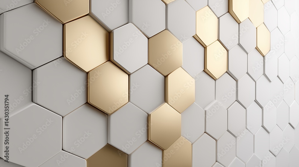 Hexagonal tiles with gold accents. elegant abstract geometric surface Hexagonal tiles with gold accents. elegant abstract geometric surface