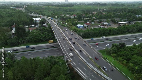 Aerial view of toll road