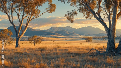 Golden Hour in the Outback: Serene Australian Landscape