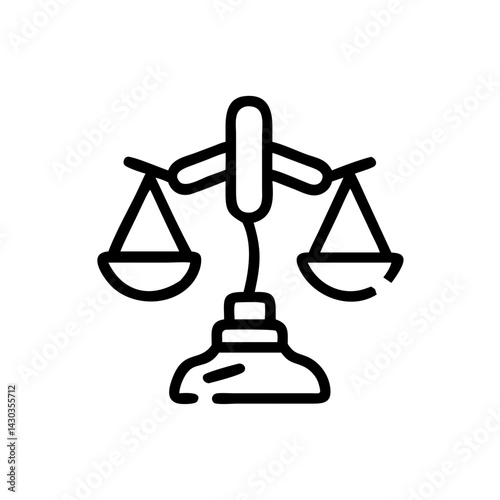 Outline icon of balance scale symbolizing justice and law