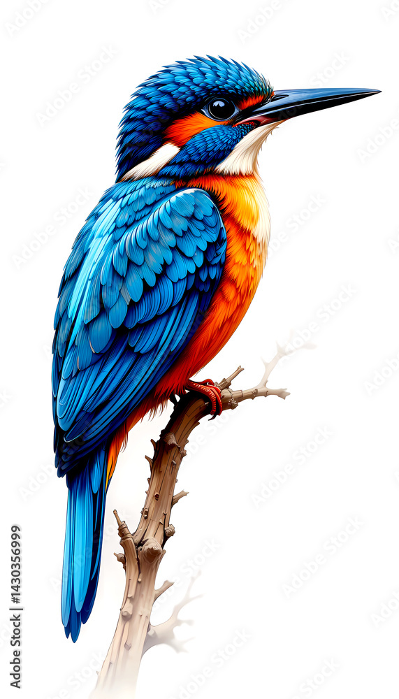 Fototapeta premium vivid kingfisher with bold colors and sharp beak