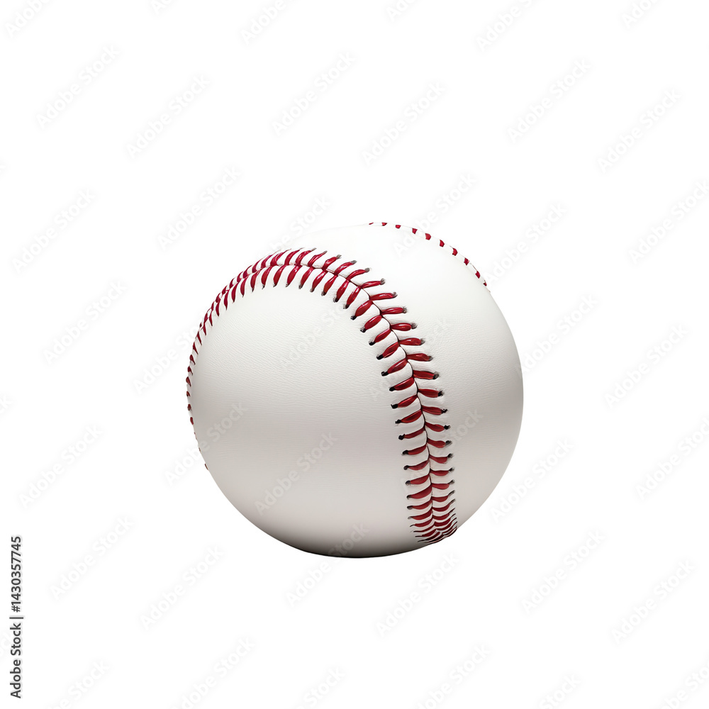 A classic baseball, showcasing its intricate stitching and smooth surface. On transparent background.
