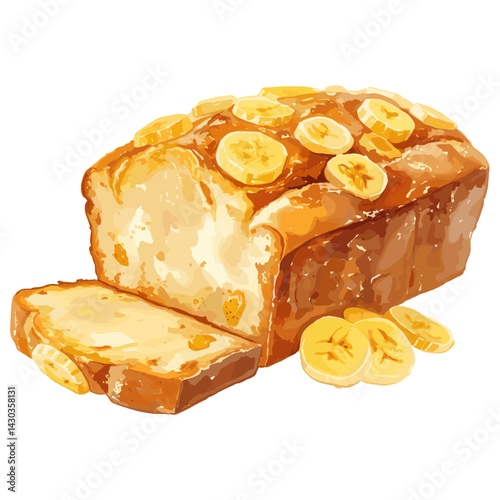 Banana Bread bread illustration watercolor vector
