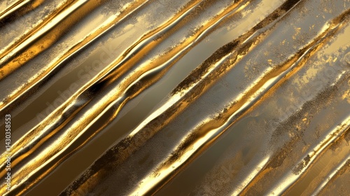 Obraz na płótnie Abstract gold metallic texture with diagonal lines and wavy surface. w salonie