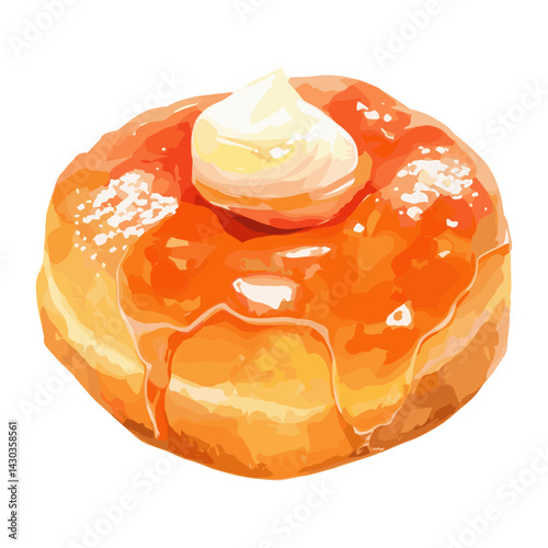 Donut filling illustration watercolor dessert vector