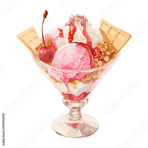 Ice Cream Sundae sundae cream illustration vector