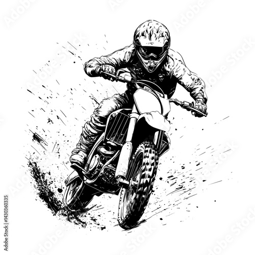 Motocross rider illustration drawing dynamic vector