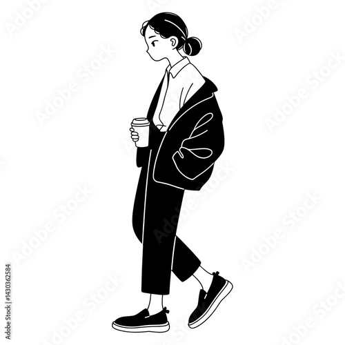 Business woman wearing a blouser illustration fashion coffee vector