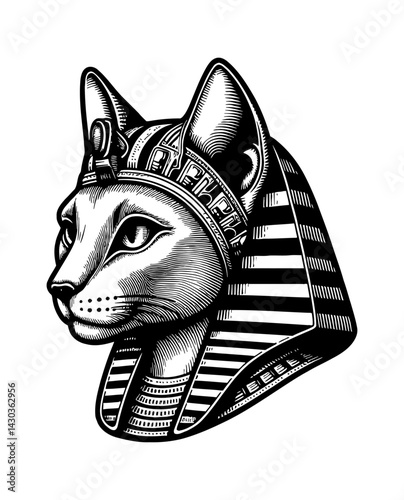Cat wearing egyptian pharaoh costume, ancient egypt royal cat costume funny